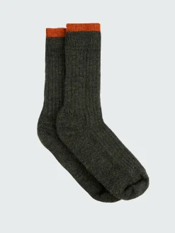 Cheap Finisterre Bosun Sock Olive/RedRust