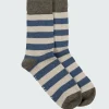 Shop Finisterre Classic Wool Striped Sock Olive/Oatmeal/CoastalFjord