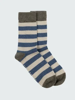 Shop Finisterre Classic Wool Striped Sock Olive/Oatmeal/CoastalFjord