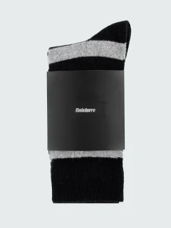 Discount Finisterre Classic Wool Striped Sock Black/Grey