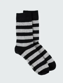 Discount Finisterre Classic Wool Striped Sock Black/Grey