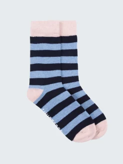 Clearance Finisterre Classic Wool Striped Sock BlueHaze/Navy/PinkSmoke