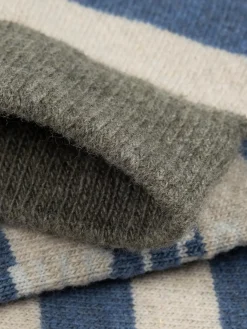 Shop Finisterre Classic Wool Striped Sock Olive/Oatmeal/CoastalFjord