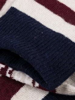 Hot Finisterre Classic Wool Striped Sock BlackCherry/Navy/Oatmeal
