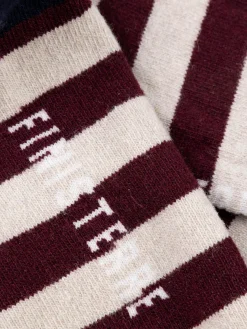 Hot Finisterre Classic Wool Striped Sock BlackCherry/Navy/Oatmeal