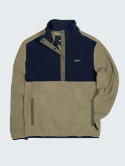 Hot Finisterre Men's Axiom 1/4 Snap Fleece WillowGreen/Navy/Olive