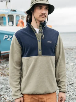Hot Finisterre Men's Axiom 1/4 Snap Fleece WillowGreen/Navy/Olive