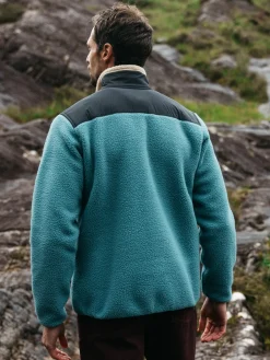 Best Finisterre Men's Bolster 1/4 Zip Fleece OceanStorm/Oatmeal