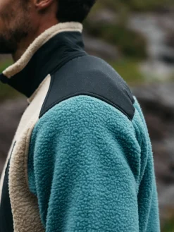 Best Finisterre Men's Bolster 1/4 Zip Fleece OceanStorm/Oatmeal