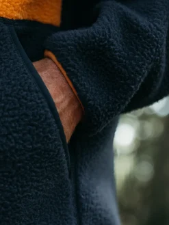New Finisterre Men's Bolster 1/4 Zip Fleece Navy/HarvestGold