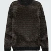 New Finisterre Men's Bowers Sweater Black/Rosewood/WillowGreen