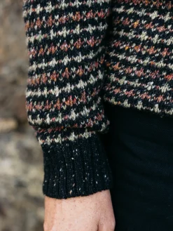 New Finisterre Men's Bowers Sweater Black/Rosewood/WillowGreen