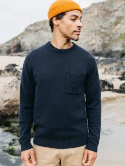 Cheap Finisterre Men's Cavan Pocket Knit Sweater Navy