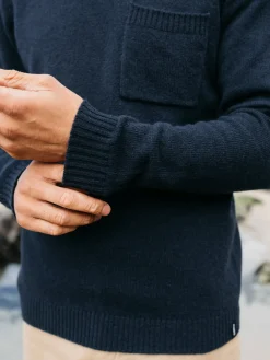 Cheap Finisterre Men's Cavan Pocket Knit Sweater Navy