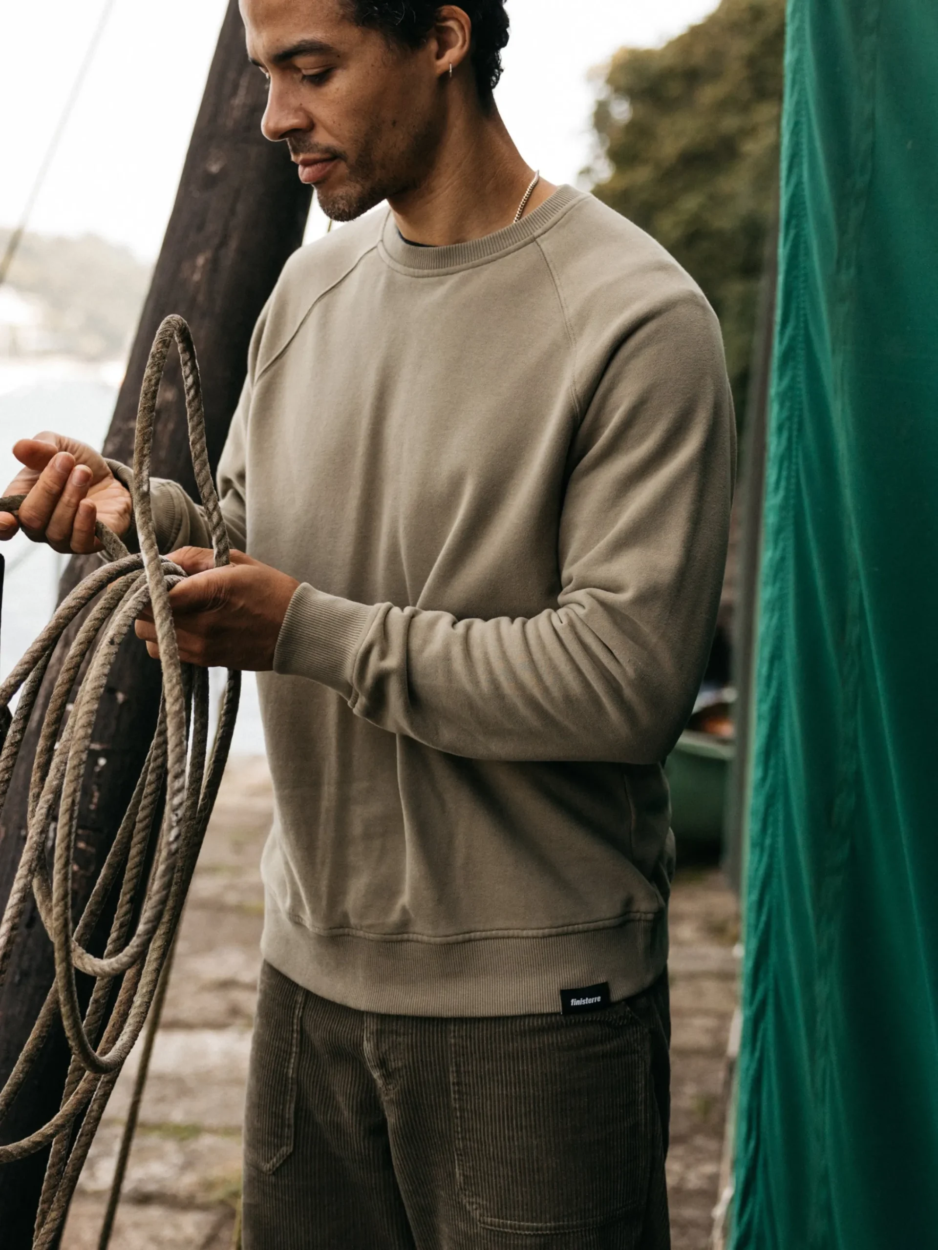 Best Sale Finisterre Men's Coho Sweatshirt WillowGreen