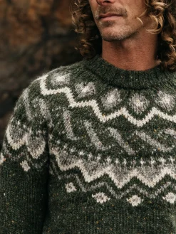 Best Sale Finisterre Men's Cormoran Fair Isle Sweater Olive