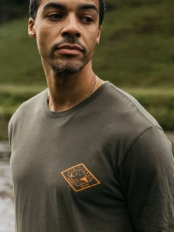 Clearance Finisterre Men's Diamond Logo T-Shirt Olive