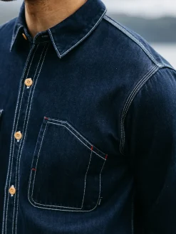 Hot Finisterre Men's Eddystone Denim Shirt WashedDenim