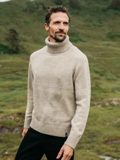 Cheap Finisterre Men's Fishermans Roll Neck Knit Sweater Oatmeal