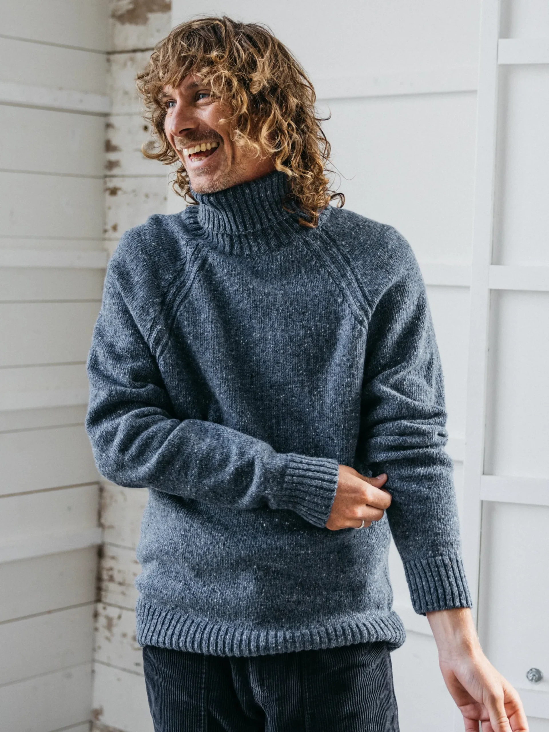 Sale Finisterre Men's Furlong Roll Neck Sweater Indigo