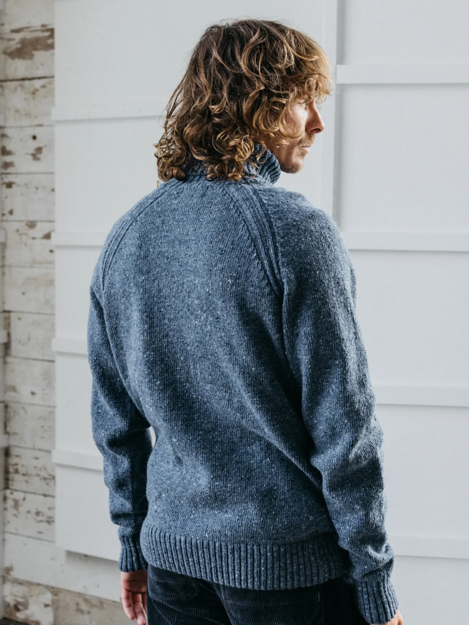 Sale Finisterre Men's Furlong Roll Neck Sweater Indigo