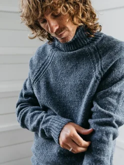 Sale Finisterre Men's Furlong Roll Neck Sweater Indigo