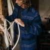Shop Finisterre Men's Garrick Zip Overshirt NavyStripe