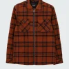 Cheap Finisterre Men's Garrick Zip Overshirt DarkRosewoodCheck
