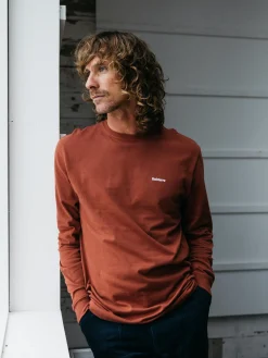 Sale Finisterre Men's Harlyn Logo Long Sleeve T-Shirt DarkRosewood