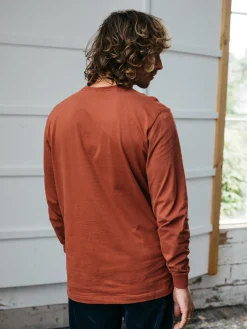 Sale Finisterre Men's Harlyn Logo Long Sleeve T-Shirt DarkRosewood