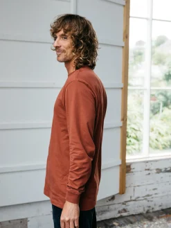 Sale Finisterre Men's Harlyn Logo Long Sleeve T-Shirt DarkRosewood