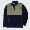 Shop Finisterre Men's Hegen 1/4 Zip Wool Fleece WillowGreen/Navy