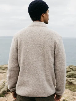Discount Finisterre Men's Hegen 1/4 Zip Wool Fleece CoastalFjord/Oatmeal