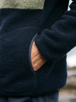 Shop Finisterre Men's Hegen 1/4 Zip Wool Fleece WillowGreen/Navy