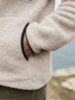 Discount Finisterre Men's Hegen 1/4 Zip Wool Fleece CoastalFjord/Oatmeal
