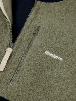 Shop Finisterre Men's Hegen 1/4 Zip Wool Fleece WillowGreen/Navy