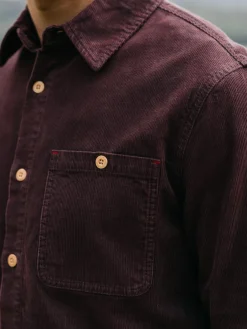 Cheap Finisterre Men's Jetty Cord Shirt BlackCherry