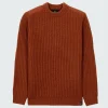 Fashion Finisterre Men's Needus Patched Crew Knit Sweater DarkRosewood
