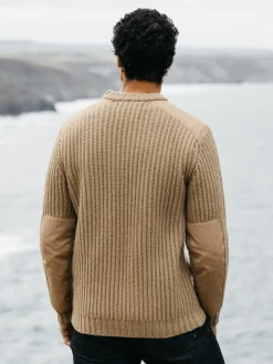 Best Sale Finisterre Men's Needus Patched Crew Knit Sweater Flint