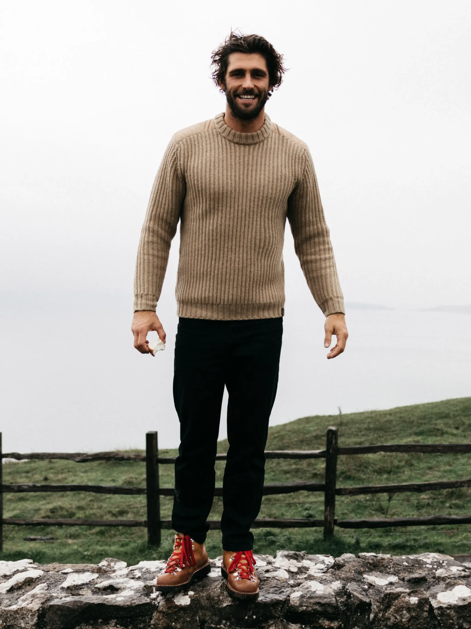 Best Sale Finisterre Men's Needus Patched Crew Knit Sweater Flint