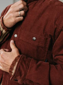 Discount Finisterre Men's Rigger Fleece Lined Jacket DarkRosewood