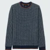Discount Finisterre Men's Selfost Nordic Patterned Crew Sweater Navy/Sky/DarkRosewood