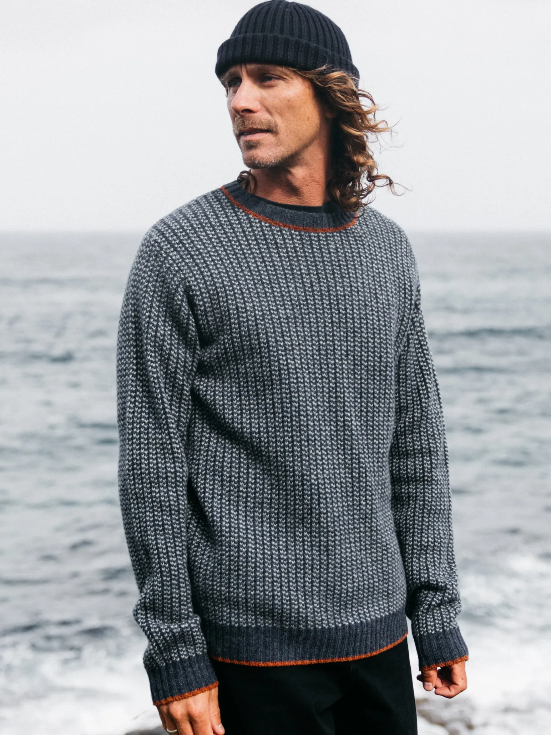 Discount Finisterre Men's Selfost Nordic Patterned Crew Sweater Navy/Sky/DarkRosewood