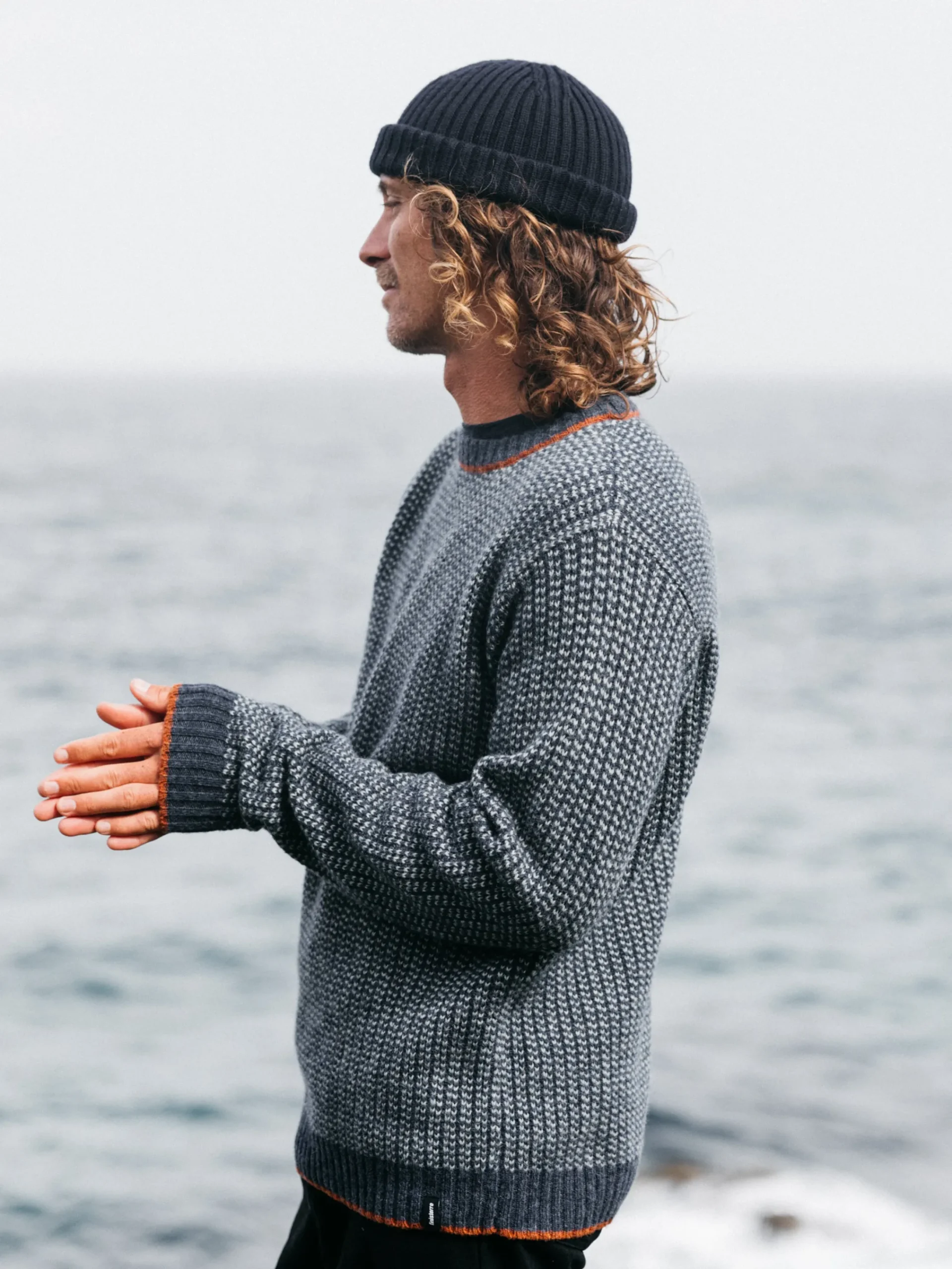 Discount Finisterre Men's Selfost Nordic Patterned Crew Sweater Navy/Sky/DarkRosewood