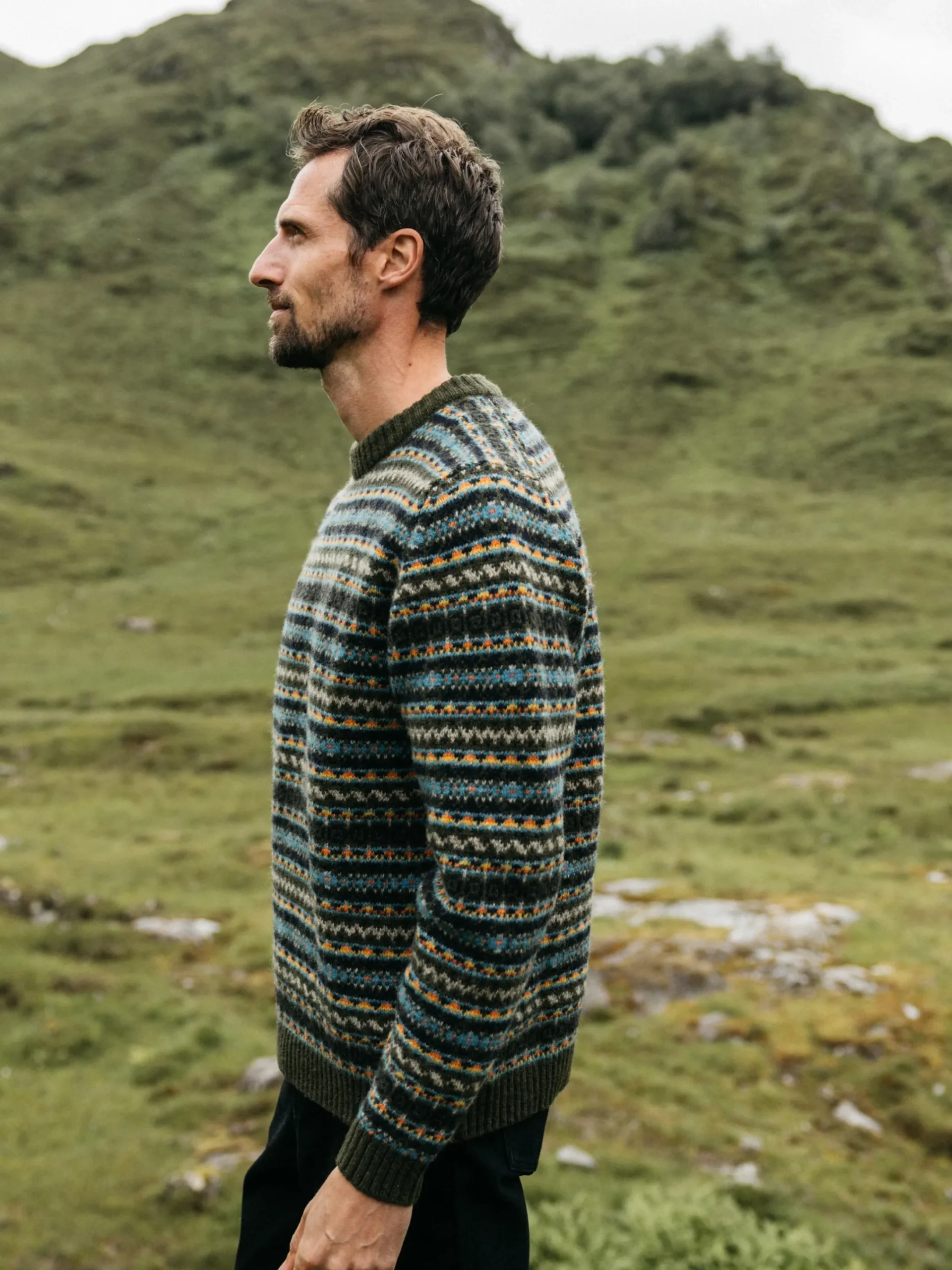 New Finisterre Men's Shetland Fair Isle Sweater Multi