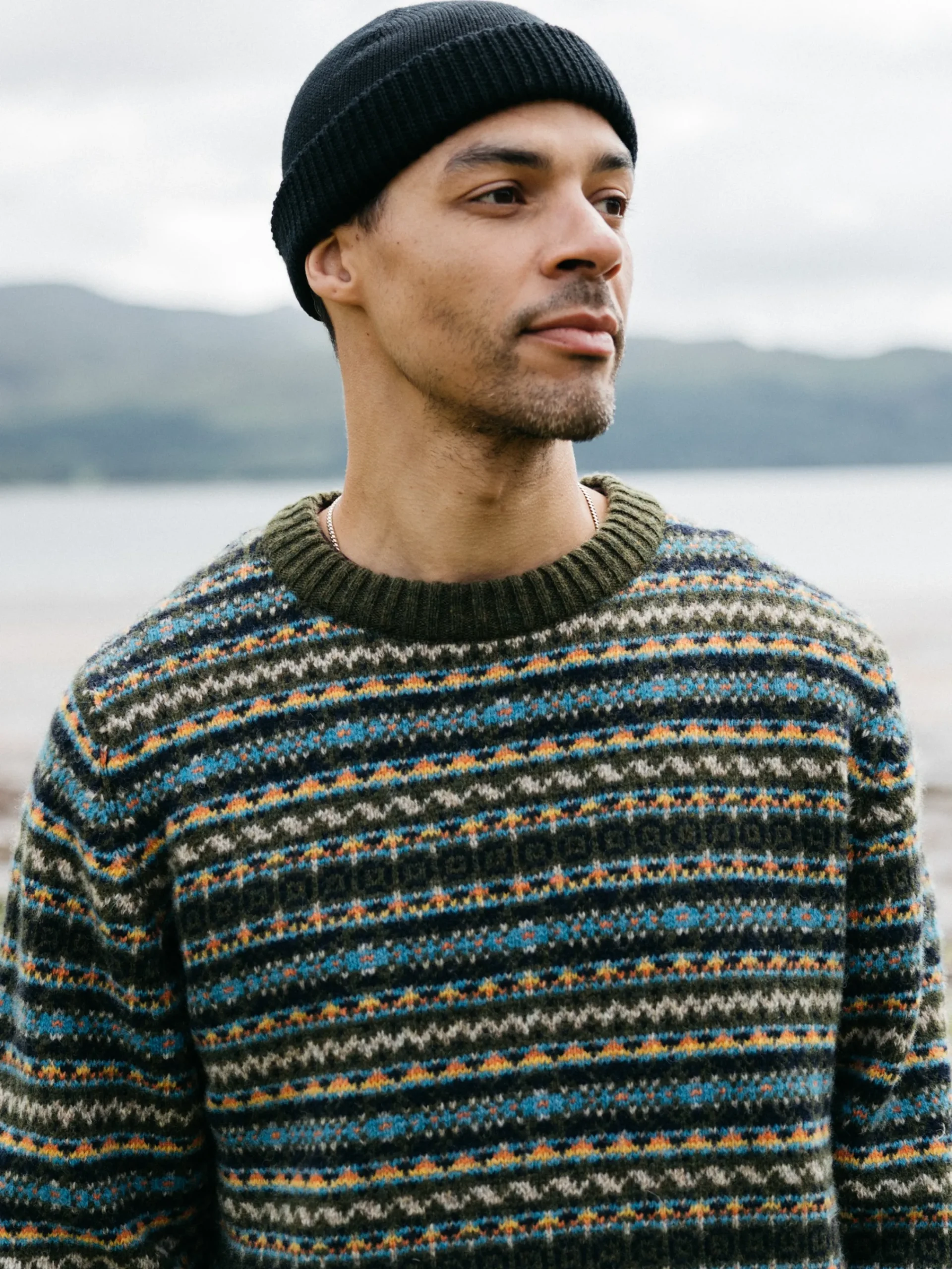 New Finisterre Men's Shetland Fair Isle Sweater Multi