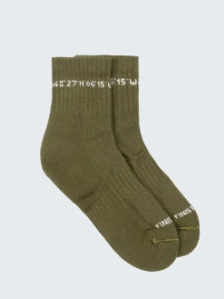 Outlet Finisterre Rossby Ankle Sports Sock Olive/Ecru