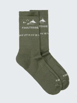 Cheap Finisterre Rossby Sports Sock PendantOlive/Ecru