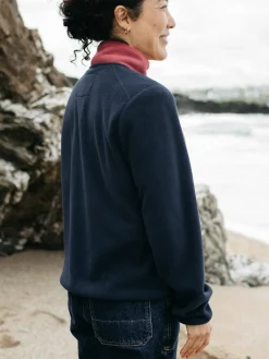 Cheap Finisterre Women's Axiom 1/4 Snap Fleece Navy/Rouge/WillowGreen