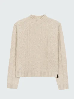 Discount Finisterre Women's Berneray Cable Crew Sweater PebbleGrey